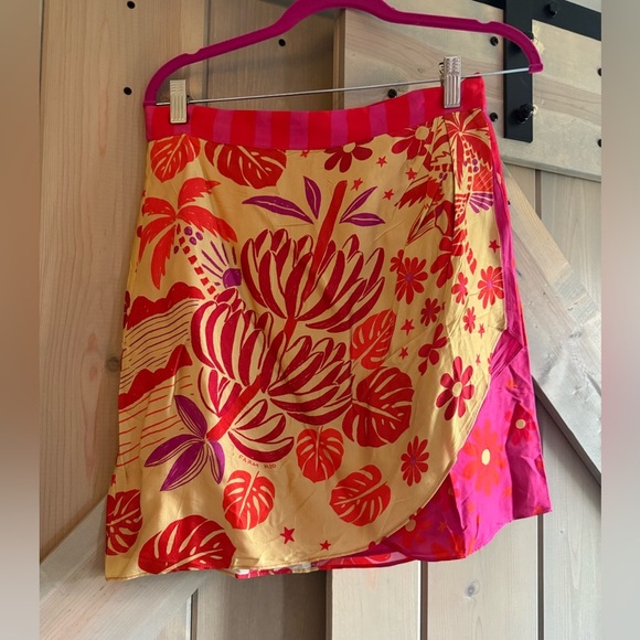 NWT Farm Rio Anthropologie Wrap Slip Mini Skirt - Picture 6 of 10